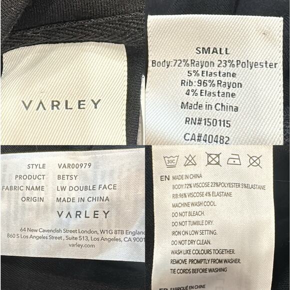 Varley Betsy Funnel Neck Black Drawstring Hem Sweatshirt Small Lounge Cozycore - Picture 10 of 11